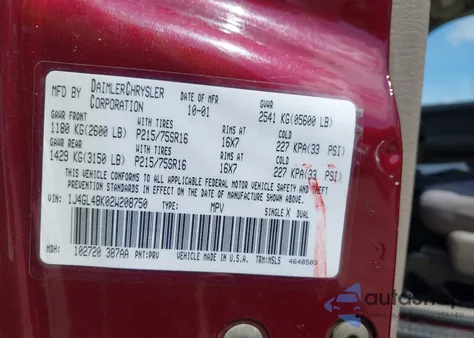 2002 Jeep Liberty Sport из США, поврежденный, VIN 1J4GL48K02W208750